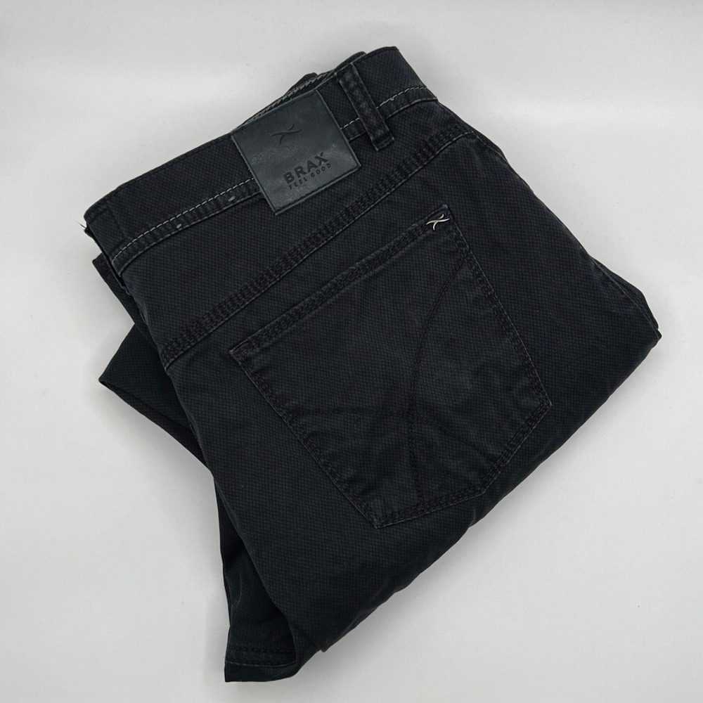 Brax Chino Pants Mens 35x32 Cooper Fancy Black Excellent Stretch Office